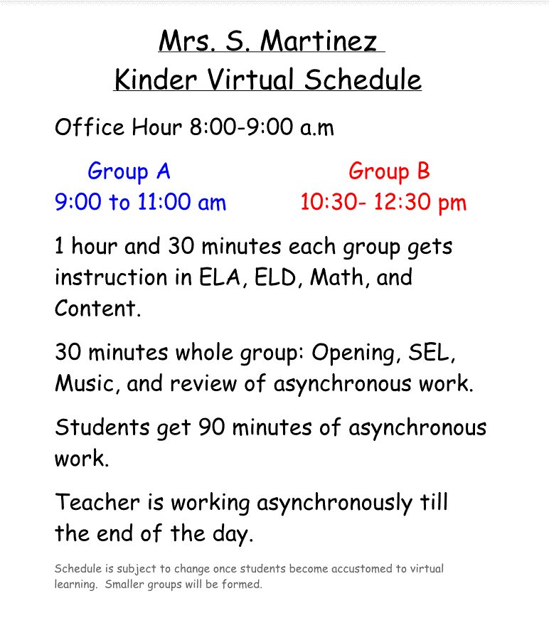 Distance Learning Sched 